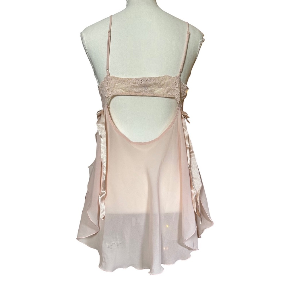 Victoria's Secret Pink Lace‎ Babydoll Open Back Sheer Lingerie Cami Top Coquette